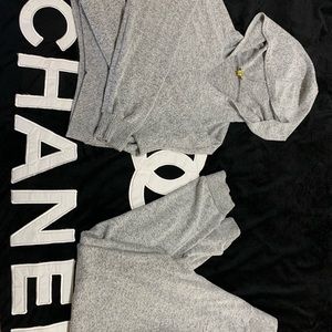 Crop top long sleeve sweatsuit/high waisted pants